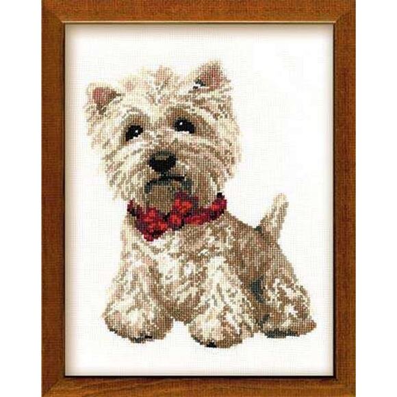 New Riolis Cross Stitch Kit Dog Terrier 945 West Highland Made in Moscow Russia - Picture 1 of 4